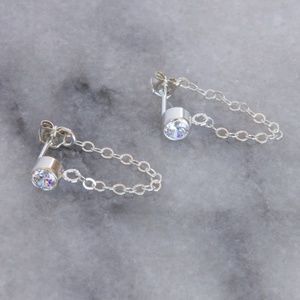 Sterling Silver Front to Back Silver Stud Earrings